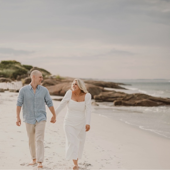 Reformation Isaac Dress in White Ivory Long Sleeves Midi Slit Cotton - Picture 13 of 13